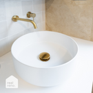 Phoenix Vivid Slimline Wall Basin Outlet 180mm Curved-Brushed Gold Real Reno