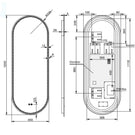 Remer Gatsby 900mm LED Mirror Technical Drawing - The Blue Space
