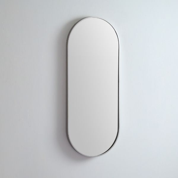Remer Modern Oblong 910mm or 1210mm  x 460mm Mirror Brushed Nickel Frame
