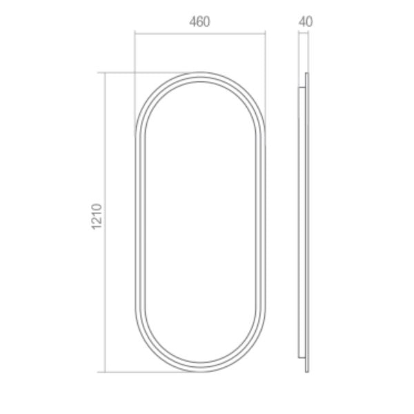 Remer Modern Oblong 910mm or 1210mm  x 460mm Mirror Brushed Nickel Frame