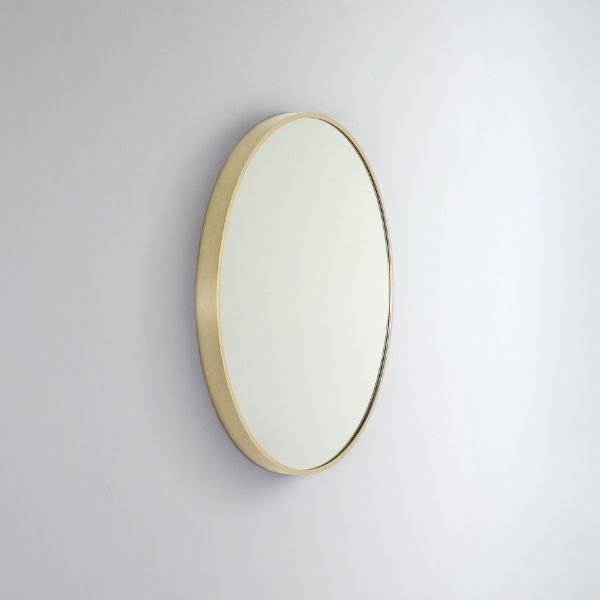 Remer Modern Round 610mm - 810mm aluminium framed mirror in Brushed Brass - The Blue Space