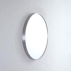 Remer Modern Round 610mm - 810mm aluminium framed mirror in Brushed Nickel - The Blue Space