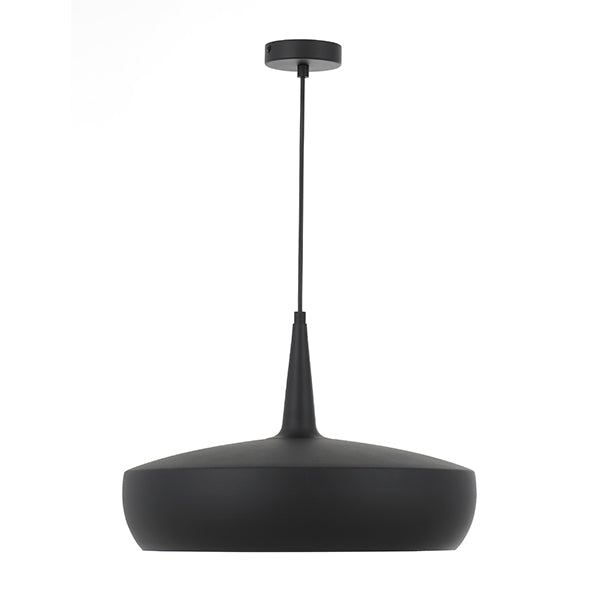 Telbix Sabra ES 45cm Pendant - Designer matte black pendant light | Dome pendant lights online at The Blue Space