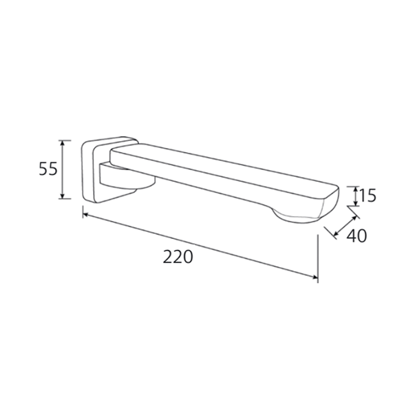 Technical Drawing - Fienza Koko Swivel Bath Outlet - Matte Black