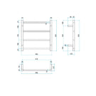 Thermogroup 4 Bar Thermorail Heated Towel Ladder 550x 550 x 122 Brushed SS Technical Drawing - The Blue Space