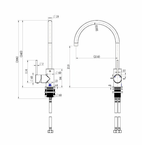 Star Mini Kitchen Mixer PVD Champagne