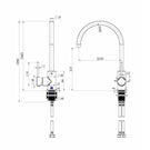 Technical Drawing: Star Mini Kitchen Mixer Brushed Nickel