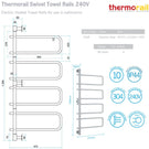 Technical Specification: Thermorail 8 Bar Round Swivel Heated Towel Ladder 570w x 1260h