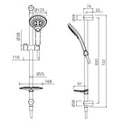 Technical Drawing - Oliveri Rome Shower on Rail Classic Gold