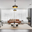 Telbix Sabra ES 45cm Pendant lights in matte Black in modern loungeroom online at The Blue Space
