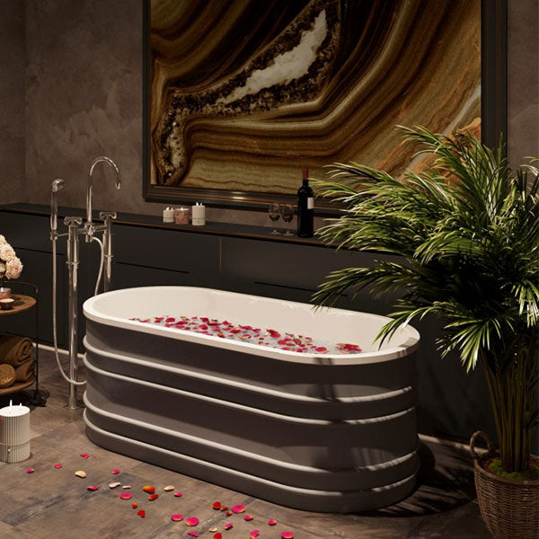 BelBagno Bucciano 1675mm Freestanding Bath Stone Grey - The Blue Space