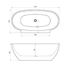 BelBagno Palermo Back to Wall Freestanding Bath 1650x800x580 Technical Drawing - The Blue Space