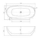 BelBagno Palermo Back to Wall Freestanding Bath 1750x850x600 Technical Drawing - The Blue Space