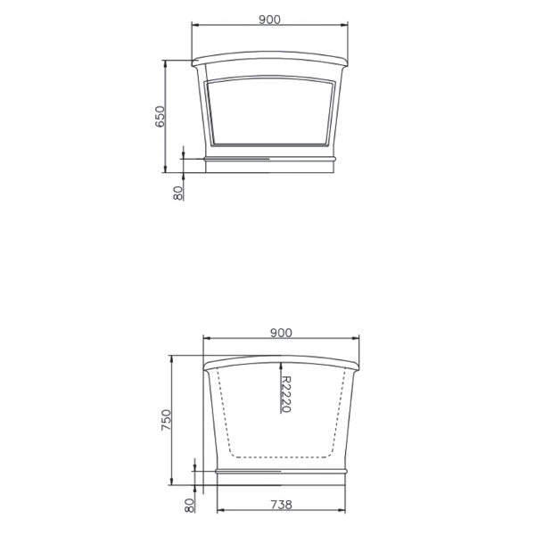 BelBagno Ritz Free Standing Bath 1676mm Matte Grey