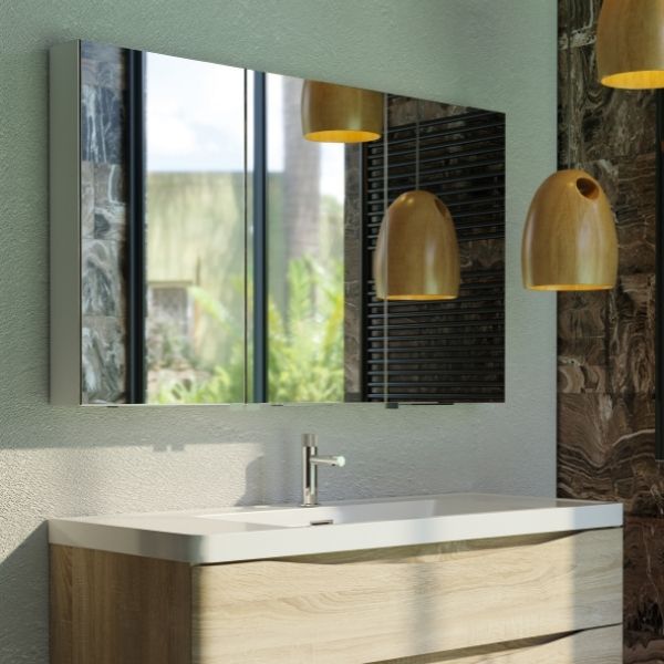 Belbagno Aluminium LED Mirror Cabinet 1200mm Lifestyle - The Blue Space