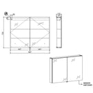 Belbagno Aluminium LED Mirror Cabinet 900mm Technical Drawing - The Blue Space