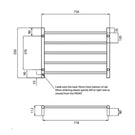Radiant Round 5 Bar Heated Rail 750mmx550mm Technical Drawing - The Blue Space