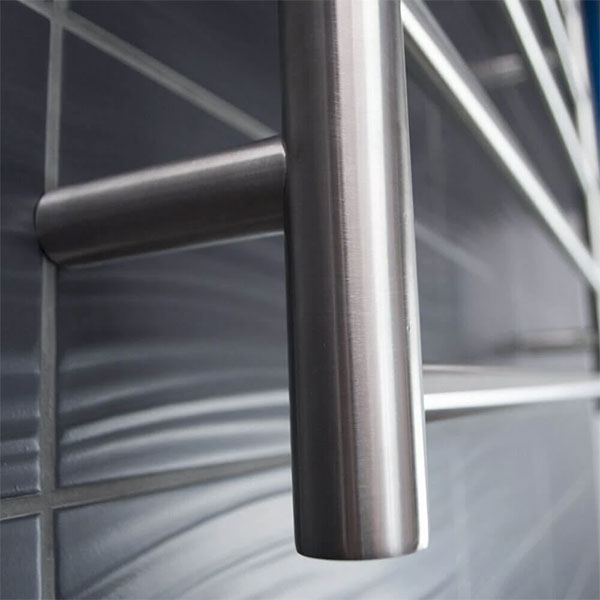Radiant Round 7 Bar Heated Rail 600mmx800mm Brushed Stainless Steel - The Blue Space