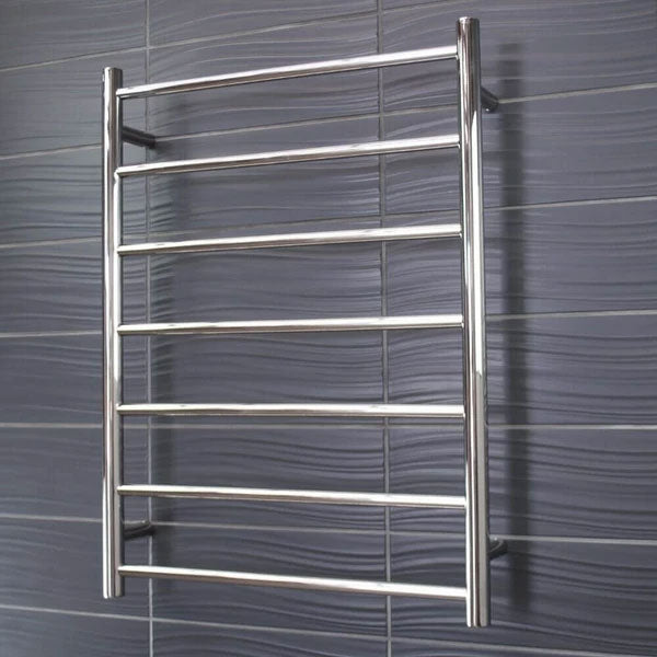 Radiant Round 7 Bar Heated Rail 600mmx800mm Polished Stainless Steel - The Blue Space