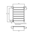 Radiant Round 7 Bar Heated Rail 600mmx800mm Technical Drawing - The Blue Space