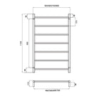 Radiant Round 7 Bar Non Heated Rail 500mmx1130mm Technical Drawing - The Blue Space
