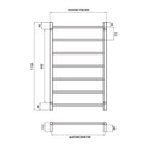 Radiant Round 7 Bar Non-Heated Rail 600mmx1130mm Technical Drawing - The Blue Space