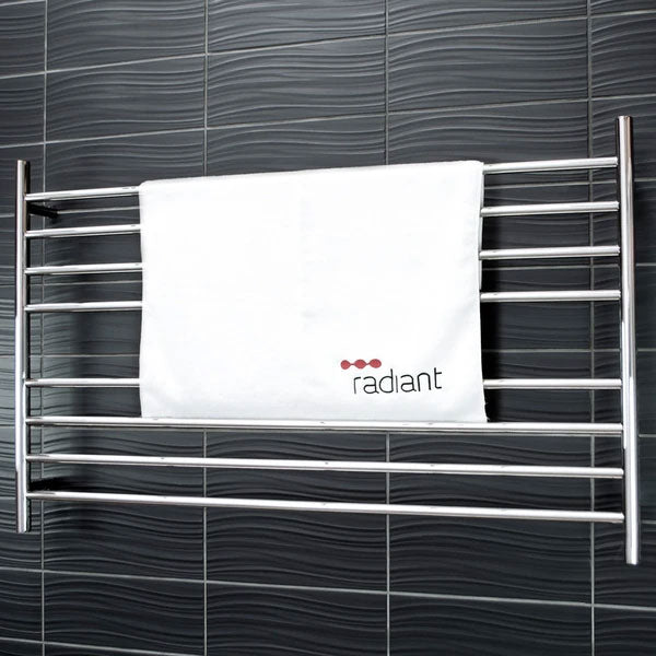Radiant Round 8 Bar Heated Rail 1300x750mm Polished Stainless
