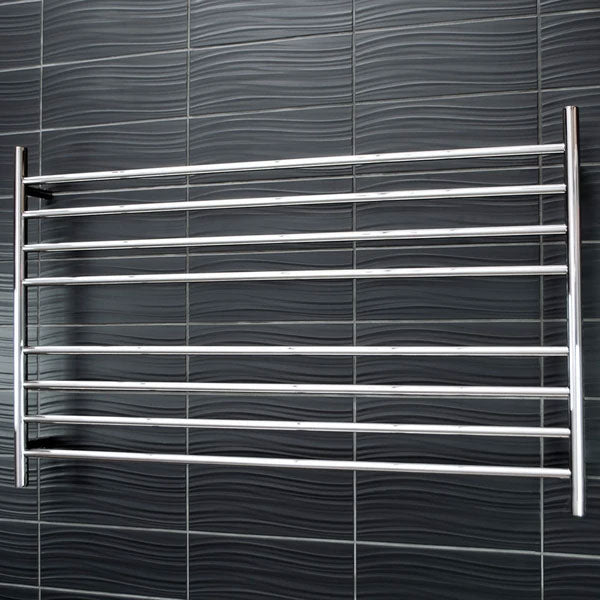 Radiant Round 8 Bar Heated Rail 1300mmx750mm Polished Stainless Steel - The Blue Space