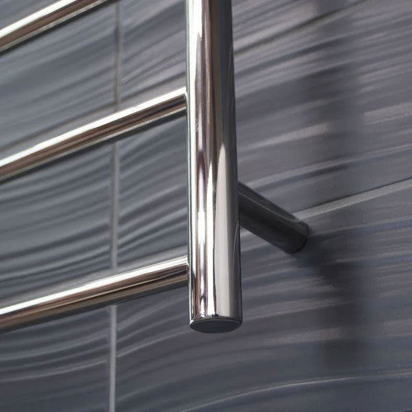 Radiant Round 8 Bar Heated Rail 530mmx700mm Polished Stainless Steel - The Blue Space