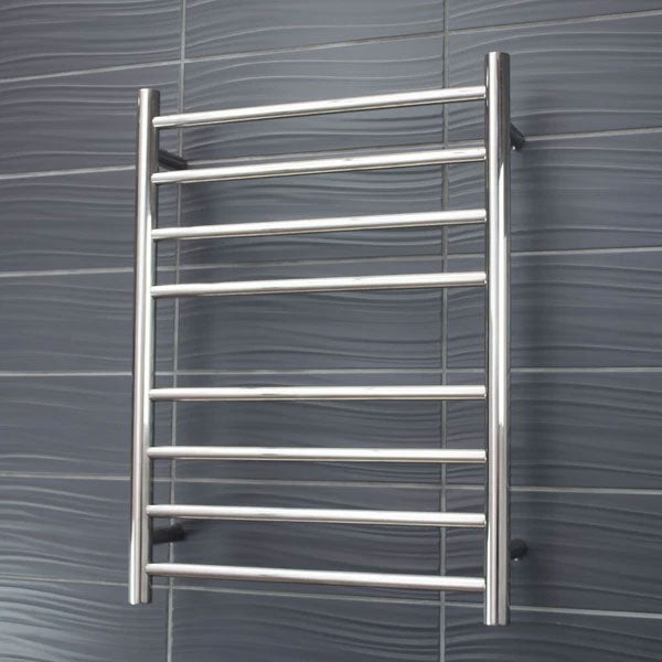 Radiant Round 8 Bar Heated Rail 530mmx700mm Polished Stainless Steel - The Blue Space