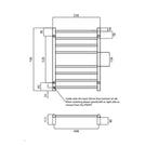 Radiant Round 8 Bar Heated Rail 530mmx700mm Technical Drawing - The Blue Space