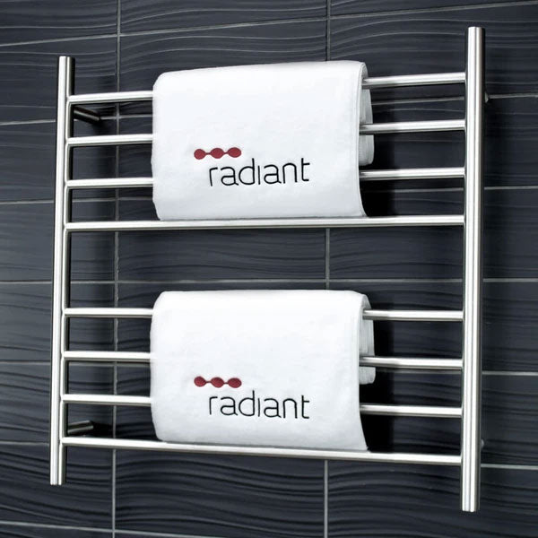Radiant Round 8 Bar Heated Rail 750mmx750mm Brushed Stainless Steel - The Blue Space