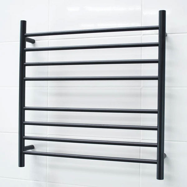 Radiant Round 8 Bar Heated Rail 750mmx750mm Matte Black - The Blue Space