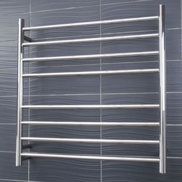 Radiant Round 8 Bar Heated Rail 750mmx750mm Polished Stainless Steel - The Blue Space