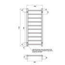 Radiant Square 10 Bar Heated Rail 430mmx1100mm Technical Drawing - The Blue Space