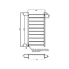 Radiant Square 10 Bar Heated Rail 600mmx1200mm Technical Drawing  - The Blue Space