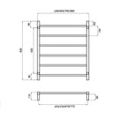 Radiant Square 6 bar Non-Heated Rail 500mmx830mm Technical Drawing - The Blue Space
