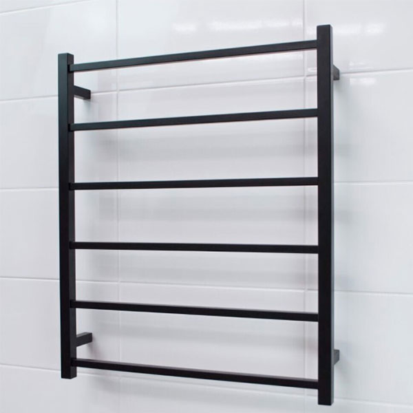 Radiant Square 6 bar Non-Heated Rail 700mmx830mm Matte Black - The Blue Space