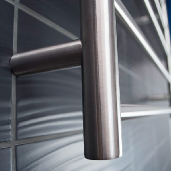 Radiant Round 5 Bar Heated Rail Brushed Stainless Steel - The Blue Space