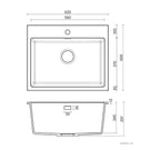 Seima Oros 620 Kitchen Sink Black Technical Drawing - The Blue Space