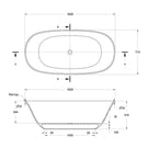 Turner Hastings Blanche 162 TitanCast Freestanding Bath Technical Drawing - The Blue Space