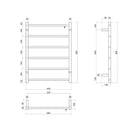 Thermogroup 6 Bar Thermorail Matte Black Straight Square Heated Towel Ladder Technical Drawing - The Blue Space