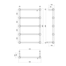 Thermogroup 5 Bar Thermorail Heritage Heated Towel Ladder Technical Drawing - The Blue Space