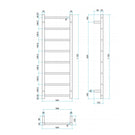 Thermogroup 8 Bar Thermorail Heated Towel Ladder 400mm Technical Drawing  - The Blue Space