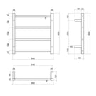 Thermogroup Thermorail Matte Black Straight Round Ladder Heated Towel Rail Technical Drawing - The Blue Space