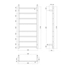 Thermogroup 8 Bar Thermorail Heated Towel Ladder 530 x 1120 x 122 Technical Drawing - The Blue Space