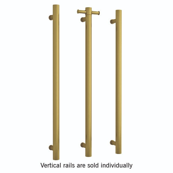 Thermogroup Straight Round Vertical Single Bar Heated Towel Rail Brushed Gold online at The Blue Space