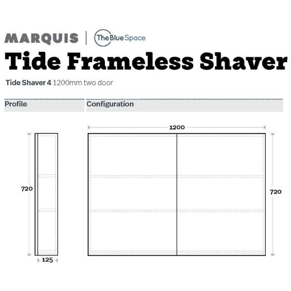 Marquis Tide Shaving Cabinet 1200mm two door - The Blue Space