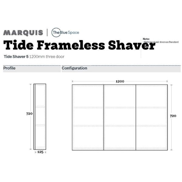 Marquis Tide Shaving Cabinet 1200mm three door - The Blue Space