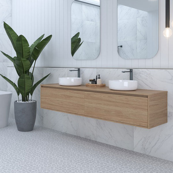 Timberline Delaware Wall Hung 1800mm Double Bowl Vanity with Laminate Top - The Blue Space